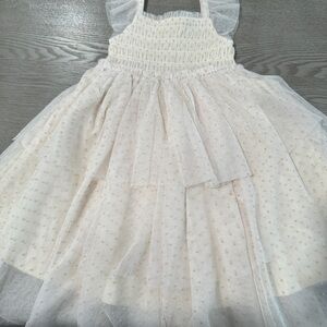 Charming Cream Kids Dress with Ruffle Details